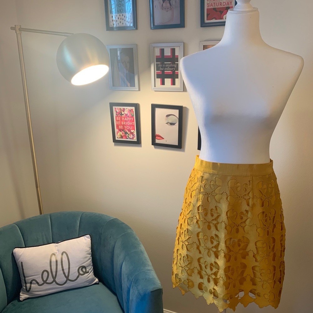 LOFT Goldenrod Laser Cut Skirt